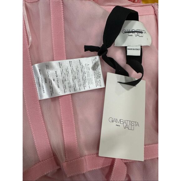 GIAMBATTISTA VALLI Silk Georgette Off-the-shoulder Dress In Pink/Red IT 40/US 4 - Picture 8 of 10